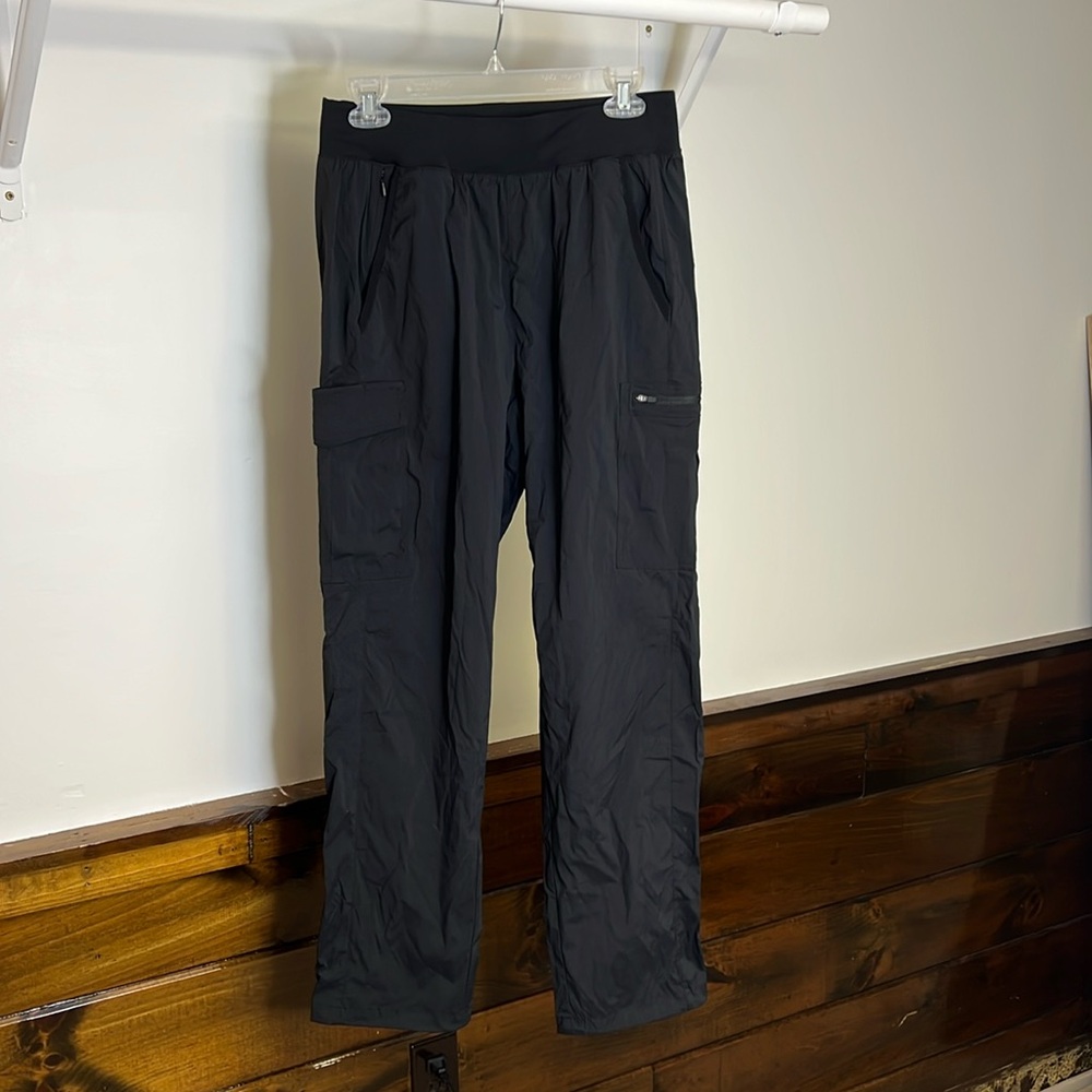 Amazon Black Windbreaker Cargo Pants Elastic Waist- 8